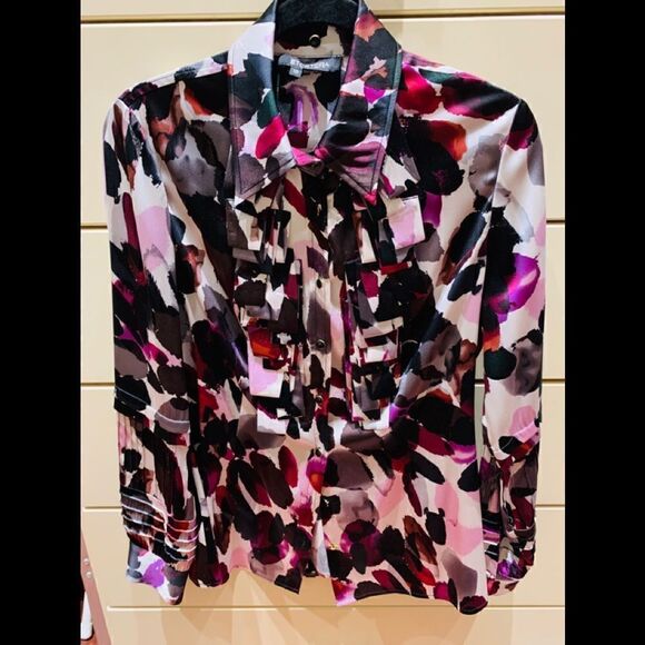 Multi colored satin blouse - Picture 1 of 8